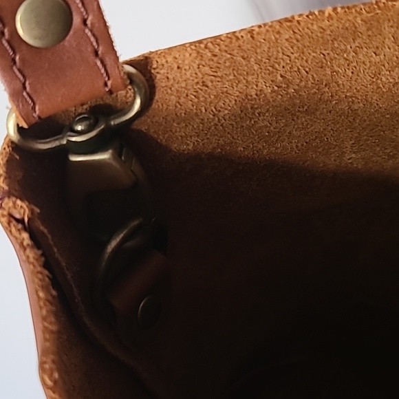 Portland Leather Mini Crossbody Tote - Honey - Picture 9 of 10